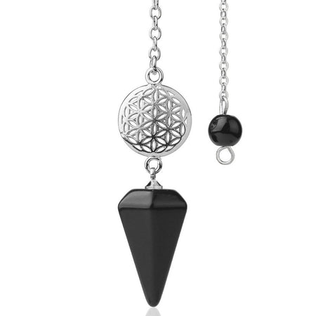 pendule divinatoire oui non fleur de vie obsidienne noire