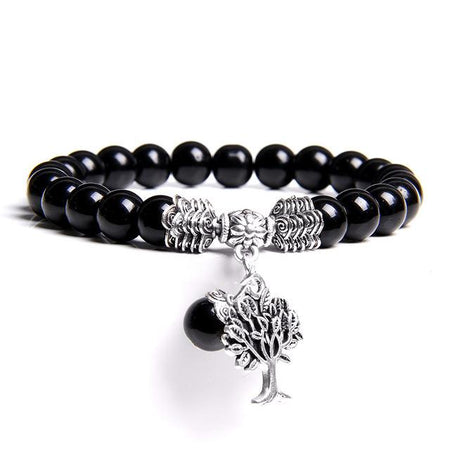 bracelet arbre de vie obsidienne noire