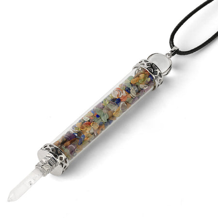 collier pendentif fiole 7 chakras