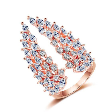 bague ailes d'ange cristaux or rose
