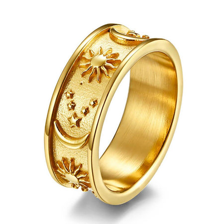 bague anneau astrologie lune soleil or