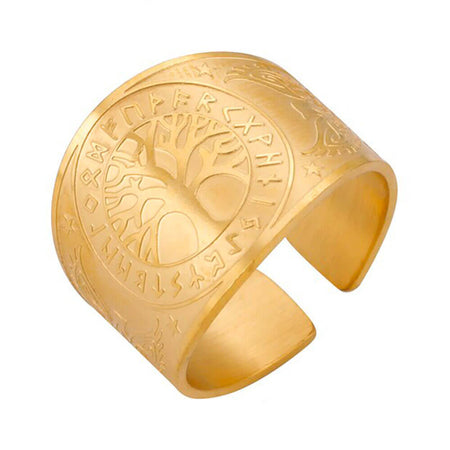 bague arbre de vie viking yggdrasil or