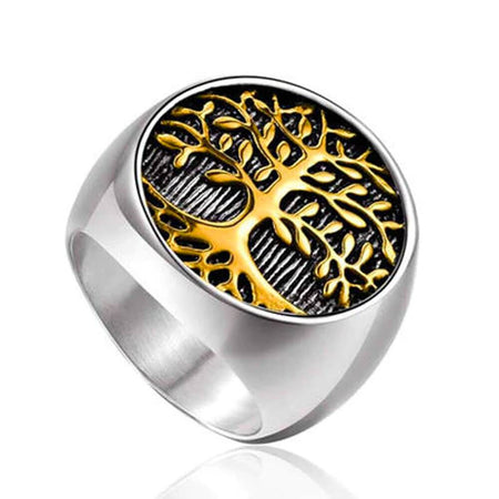 bague chevaliere arbre de vie or argent