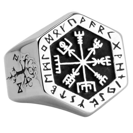 bague chevaliere boussole viking vegvisir