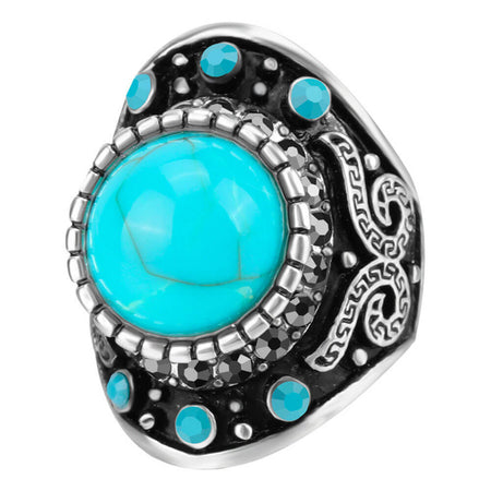 bague turquoise chevaliere noire