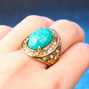 bague chevaliere turquoise or cristaux