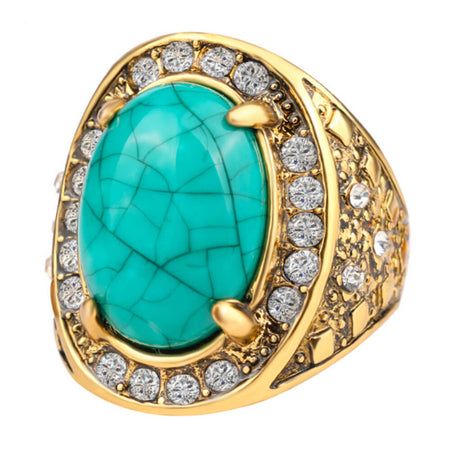 bague chevaliere turquoise or cristaux