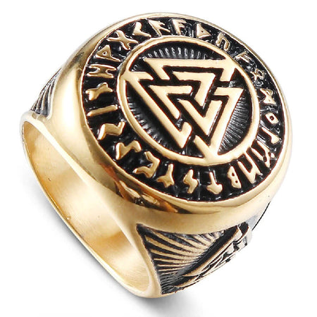 bague chevaliere valknut viking or