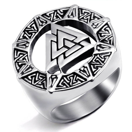 bague chevaliere valknut viking argent