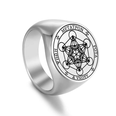bague cube de metatron argent