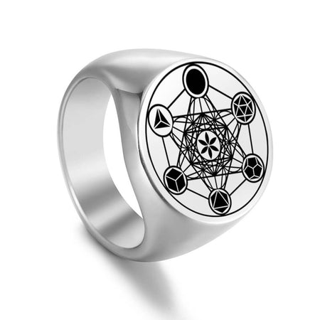 bague cube de metatron argent