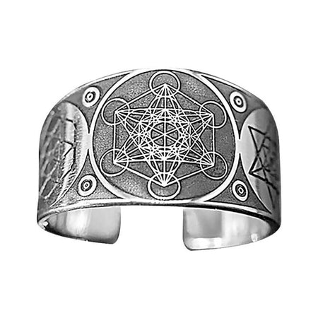 bague cube de metatron argent