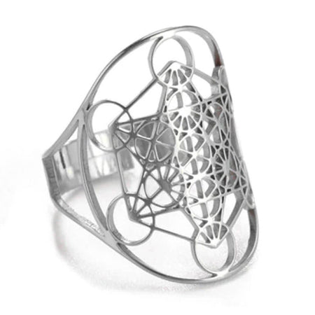 bague réglable cube de metatron argent