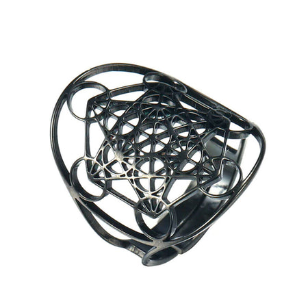 bague cube de metatron noir