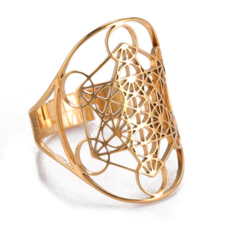 bague réglable cube de metatron or