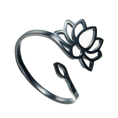 bague fleur de lotus noir