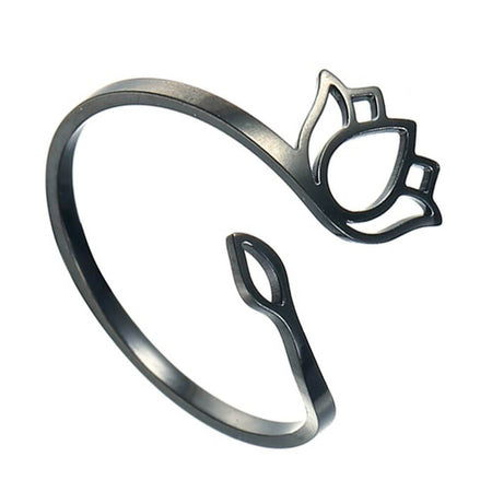 bague fleur de lotus noir