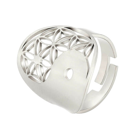 bague fleur de vie yin yang argent