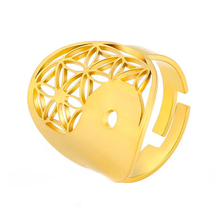bague fleur de vie yin yang or