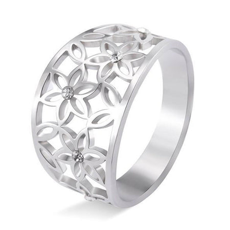 bague fleur de vie acier argent