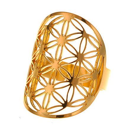 bague reglable fleur de vie or