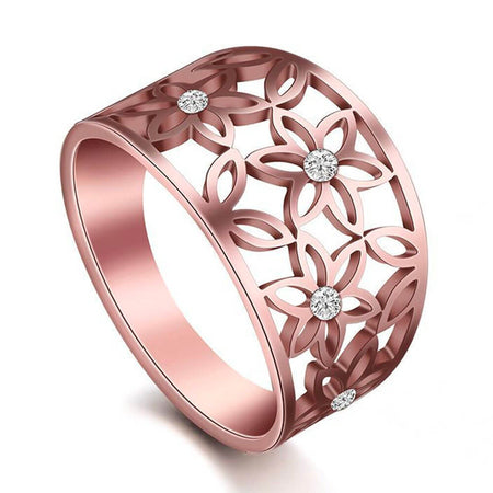 bague fleur de vie acier or rose