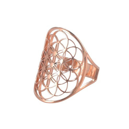 bague fleur de vie graine or rose