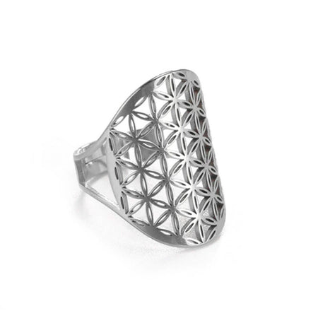 bague fleur de vie femme argent