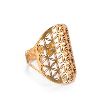 bague fleur de vie femme or