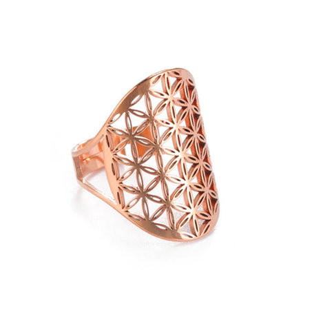 bague fleur de vie femme or rose