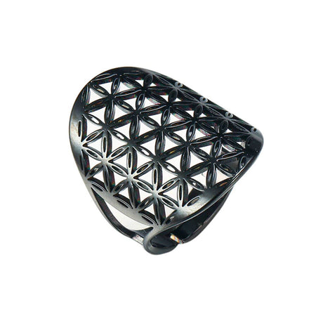bague fleur de vie noir