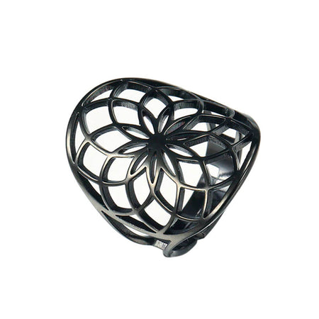 bague graine de vie fleur noir