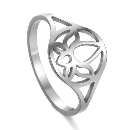 bague fleur de lotus argent
