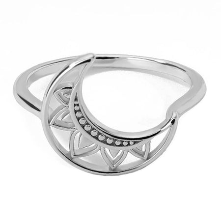 bague anneau croissant de lune argent