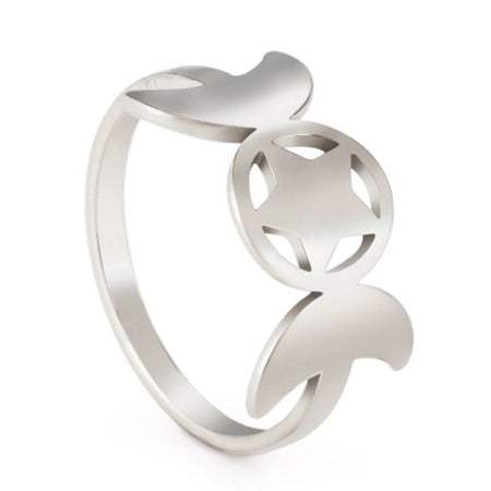 bague pentacle pentagramme triple lune argent