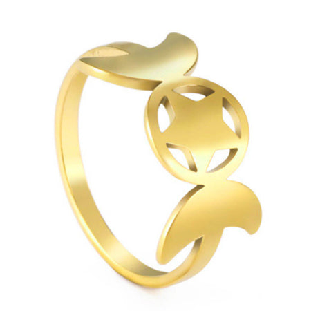 bague pentacle pentagramme triple lune or