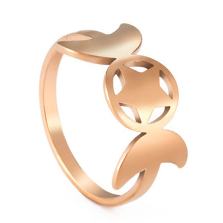 bague pentacle pentagramme triple lune or rose