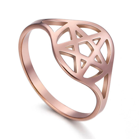bague pentacle pentagramme or rose