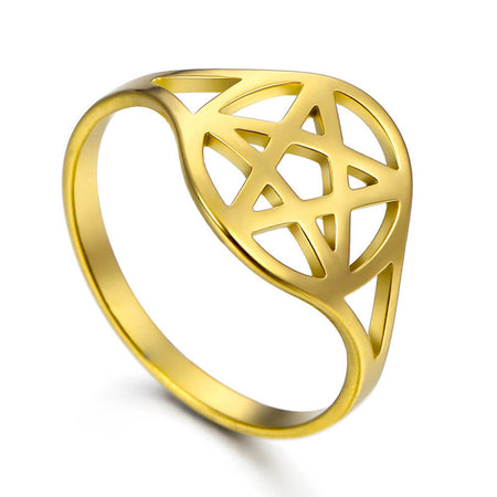 bague pentacle pentagramme or