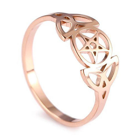 bague triquetra pentacle or rose