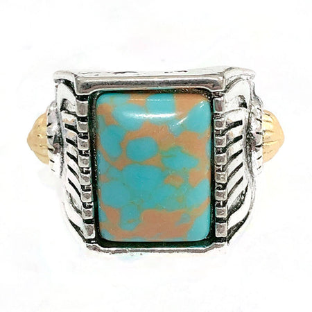 bague chevaliere turquoise acier argent