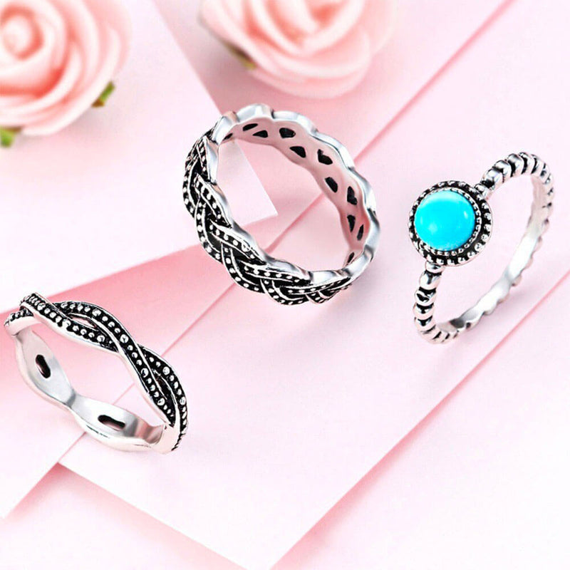 Bague Turquoise créative 3 pièces pour femmes, anneau élégant incrusté de  pierre verte, anneau de promesse de saint-valentin, cadeau d'anniversaire -  AliExpress
