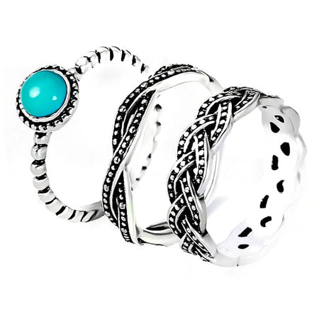 bague turquoise acier argent femme