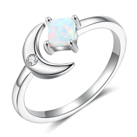 bague reglable croissant de lune pierre opale