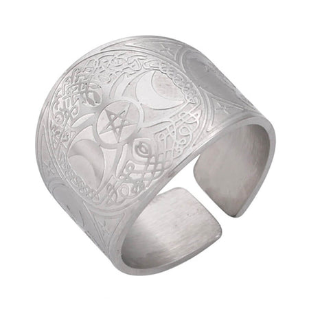 bague triple lune wicca argent