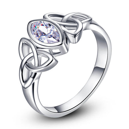 bague triquetra cristal blanc