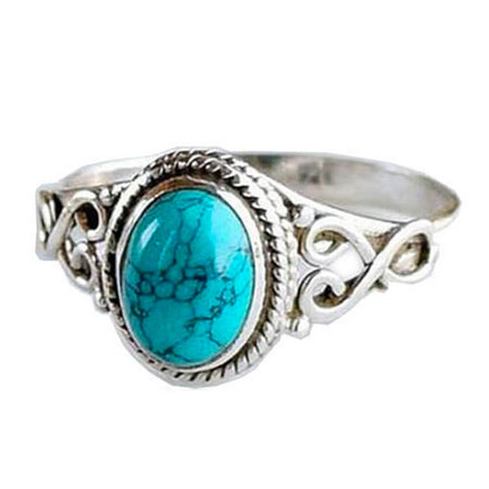 bague acier argent turquoise