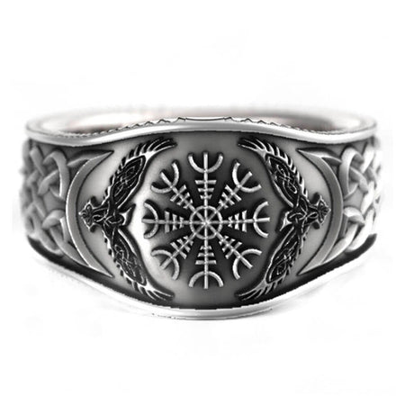 bague vegvisir boussole viking noir