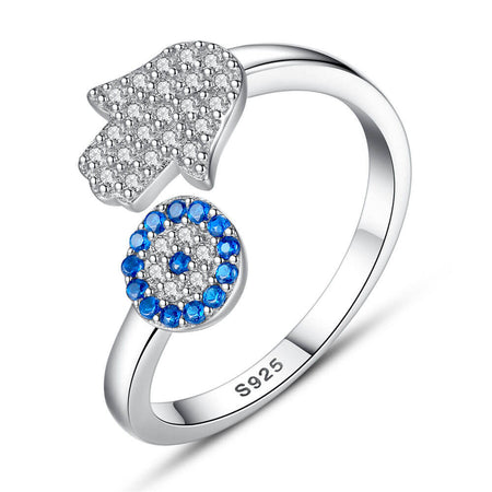 bijou bague oeil bleu grec main de fatma argent nazar boncuk
