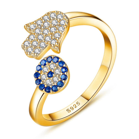 bijou bague oeil bleu grec main de fatma or nazar boncuk